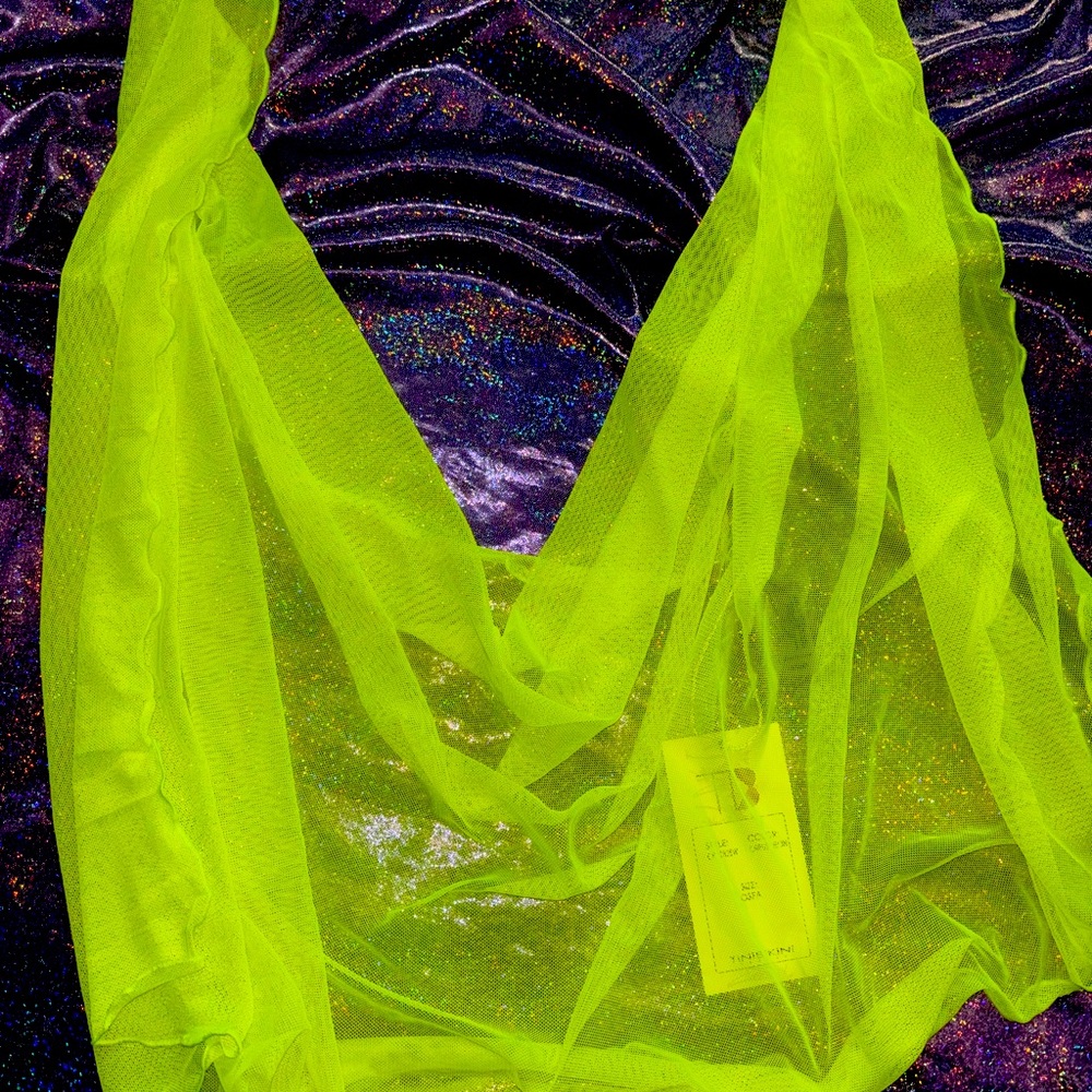 Neon green swim suit skirt